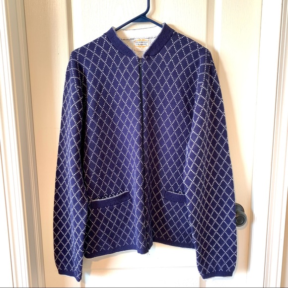Vintage STURBRIDGE by ROOSEVELT Geometric Print Zippered Cardigan Sweate… - Picture 5 of 14